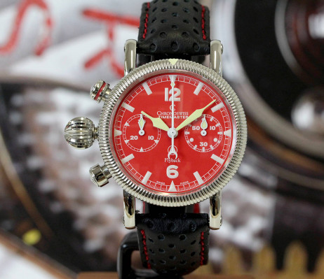Timemaster Flyback "Leftie" red dial - CH-7633-LE-RO